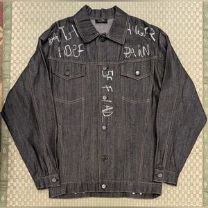 Selfmade Embroidered Denim Jacket Black Men's Size 44 Made in Italy